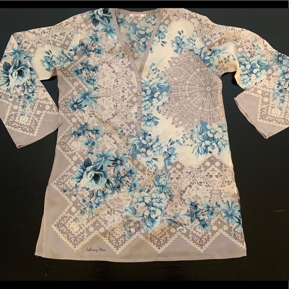 Johhny Was signature gorgeous silk tunic blouse M - Picture 1 of 8